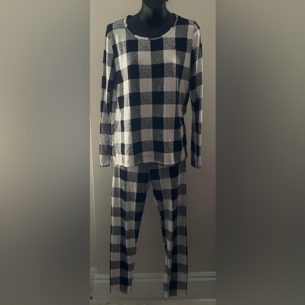 Lucky Brand Black & White Buffalo Check PJ Set Size Large